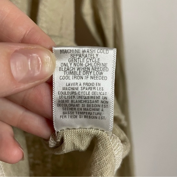 NSF Linen Blend Neutral Asymmetrical Hemline Long Sleeve Shirt - Picture 13 of 13